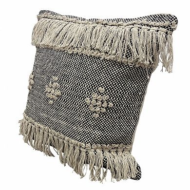 HomeRoots 20" X 20" Black And Off-White 100% Cotton Geometric Zippered Pillow