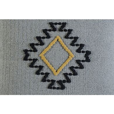 HomeRoots 20" X 20" Gray Black Yellow And Ivory 100% Cotton Geometric Zippered Pillow