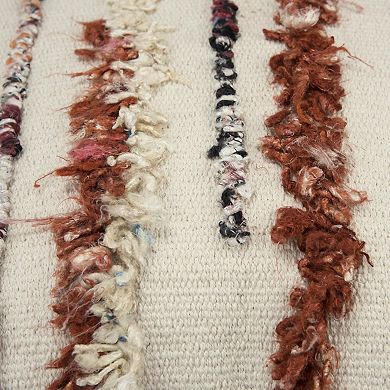 HomeRoots 20" Ivory Rust And Black Wool Striped Throw Pillow