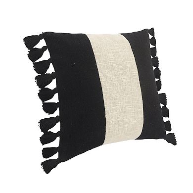 HomeRoots 20" X 20" Black And Ivory 100% Cotton Striped Zippered Pillow