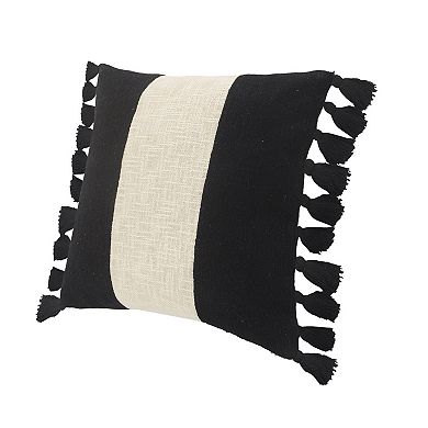 HomeRoots 20" X 20" Black And Ivory 100% Cotton Striped Zippered Pillow