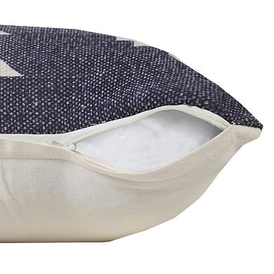 HomeRoots 20" X 20" Navy And White 100% Cotton Geometric Zippered Pillow
