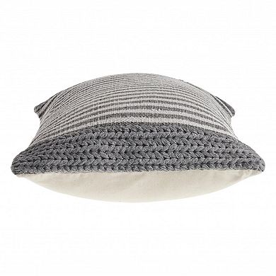 HomeRoots 20" X 20" Gray And Ivory 100% Cotton Striped Zippered Pillow