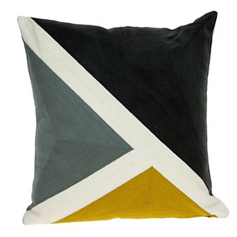 HomeRoots 20" Black and Yellow Geometric Cotton Throw Pillow
