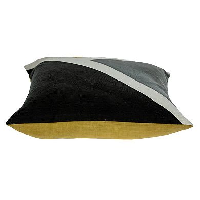 HomeRoots 20" Black and Yellow Geometric Cotton Throw Pillow