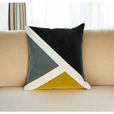 HomeRoots 20" Black and Yellow Geometric Cotton Throw Pillow