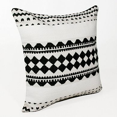 HomeRoots 20" X 20" Black And White 100% Cotton Geometric Zippered Pillow