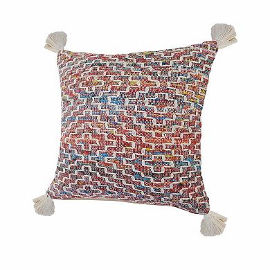 HomeRoots 20" X 20" Red Green Blue Yellow And Orange Polyester Geometric Zippered Pillow