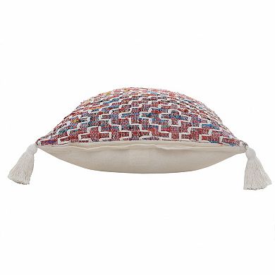 HomeRoots 20" X 20" Red Green Blue Yellow And Orange Polyester Geometric Zippered Pillow