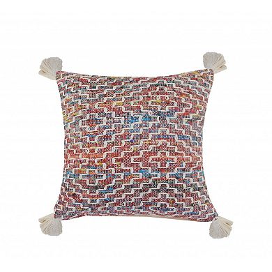 HomeRoots 20" X 20" Red Green Blue Yellow And Orange Polyester Geometric Zippered Pillow