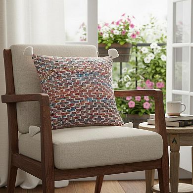 HomeRoots 20" X 20" Red Green Blue Yellow And Orange Polyester Geometric Zippered Pillow