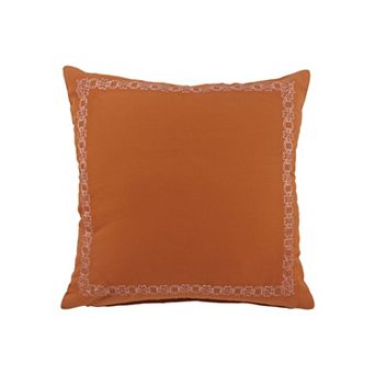 HomeRoots 20" X 20" Orange And Dark Orange 100% Cotton Geometric Zippered Pillow