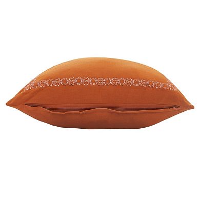 HomeRoots 20" X 20" Orange And Dark Orange 100% Cotton Geometric Zippered Pillow
