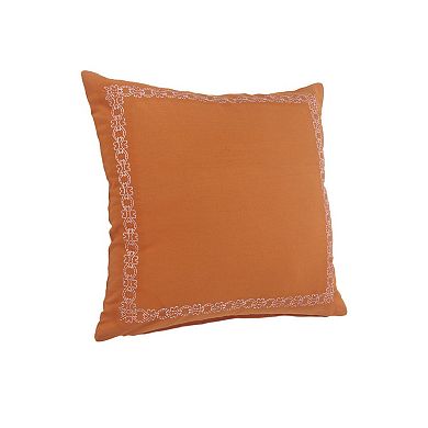 HomeRoots 20" X 20" Orange And Dark Orange 100% Cotton Geometric Zippered Pillow