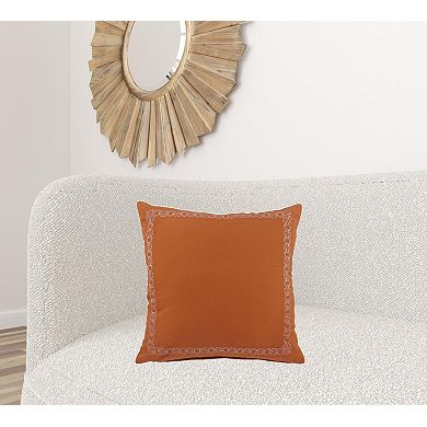 HomeRoots 20" X 20" Orange And Dark Orange 100% Cotton Geometric Zippered Pillow