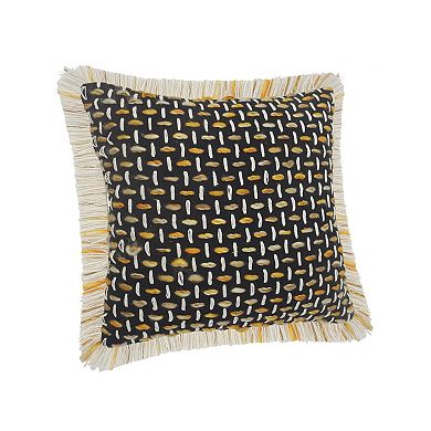 HomeRoots 20" X 20" Black Gold And White Polyester And Cotton Blend Geometric Zippered Pillow