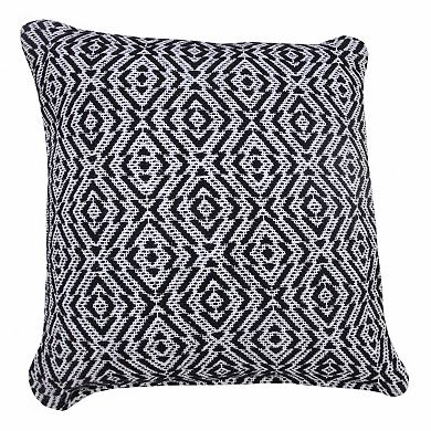 HomeRoots 20" X 20" Black And White 100% Cotton Geometric Zippered Pillow