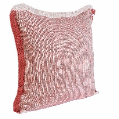 HomeRoots 20" X 20" Auburn Red And White 100% Cotton Geometric Zippered Pillow