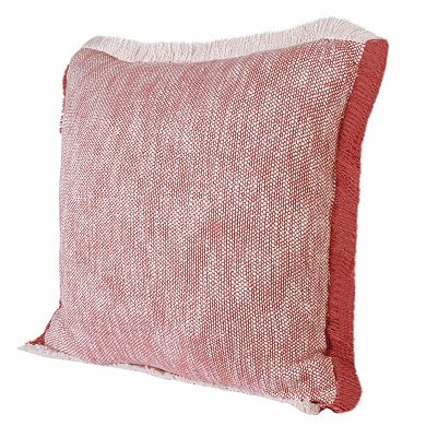 HomeRoots 20" X 20" Auburn Red And White 100% Cotton Geometric Zippered Pillow