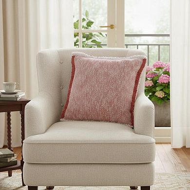 HomeRoots 20" X 20" Auburn Red And White 100% Cotton Geometric Zippered Pillow