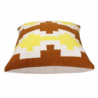 HomeRoots 20" X 20" Adobe Orange Yellow And White 100% Cotton Geometric Zippered Pillow