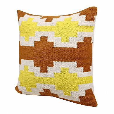 HomeRoots 20" X 20" Adobe Orange Yellow And White 100% Cotton Geometric Zippered Pillow
