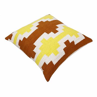 HomeRoots 20" X 20" Adobe Orange Yellow And White 100% Cotton Geometric Zippered Pillow