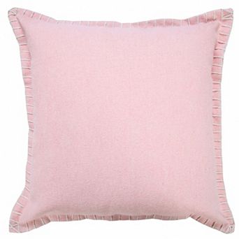 HomeRoots 20" Light Pink Cotton Throw Pillow With Embroidered Edges