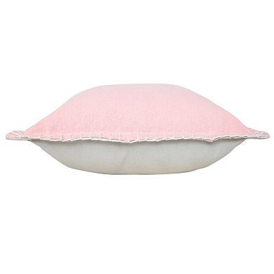 HomeRoots 20" Light Pink Cotton Throw Pillow With Embroidered Edges
