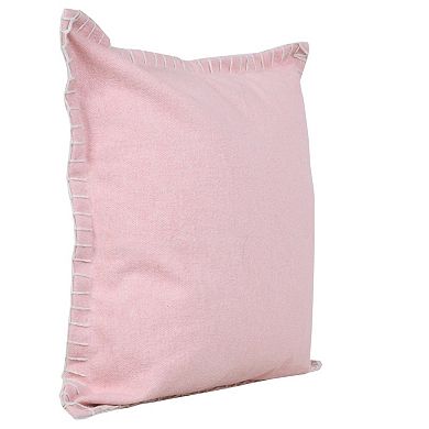 HomeRoots 20" Light Pink Cotton Throw Pillow With Embroidered Edges