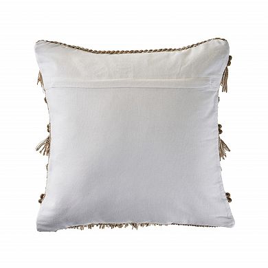 HomeRoots 20" X 20" Beige And White Polyester Geometric Zippered Pillow