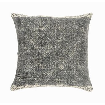HomeRoots 20" X 20" Gray And White 100% Cotton Geometric Zippered Pillow