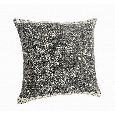 HomeRoots 20" X 20" Gray And White 100% Cotton Geometric Zippered Pillow