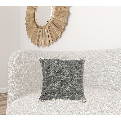 HomeRoots 20" X 20" Gray And White 100% Cotton Geometric Zippered Pillow