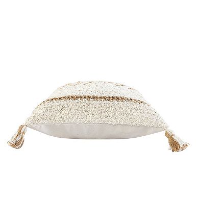 HomeRoots 20" X 20" White And Tan 100% Cotton Geometric Zippered Pillow