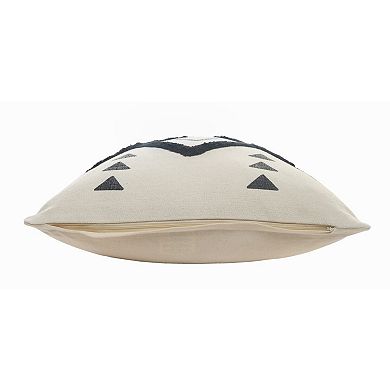 HomeRoots 20" X 20" Cream Black And Gray 100% Cotton Geometric Zippered Pillow