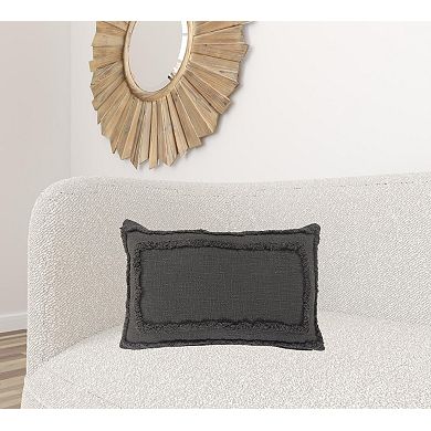 HomeRoots 16" X 24" Gray Throw Pillow