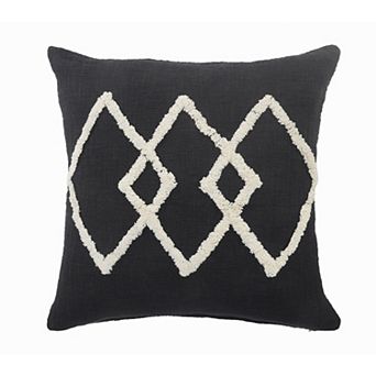 HomeRoots 20" X 20" White And Black 100% Cotton Geometric Zippered Pillow