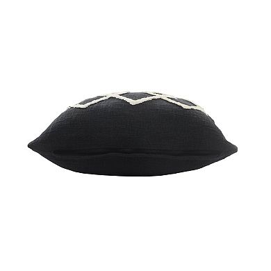 HomeRoots 20" X 20" White And Black 100% Cotton Geometric Zippered Pillow