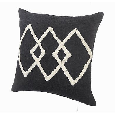 HomeRoots 20" X 20" White And Black 100% Cotton Geometric Zippered Pillow