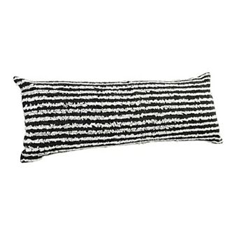 HomeRoots 14" X 36" Black And Cream 100% Cotton Striped Zippered Pillow