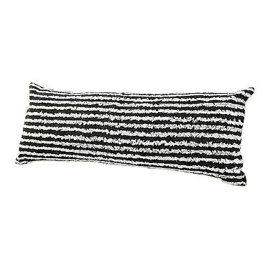 HomeRoots 14" X 36" Black And Cream 100% Cotton Striped Zippered Pillow