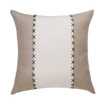 HomeRoots 20" X 20" Gray And Tan Linen Patchwork Zippered Pillow