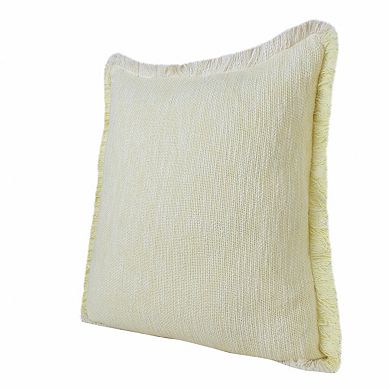 HomeRoots 20" X 20" Light Yellow And White 100% Cotton Geometric Zippered Pillow