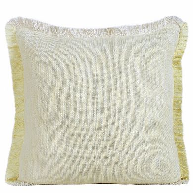 HomeRoots 20" X 20" Light Yellow And White 100% Cotton Geometric Zippered Pillow
