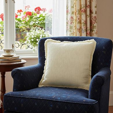 HomeRoots 20" X 20" Light Yellow And White 100% Cotton Geometric Zippered Pillow