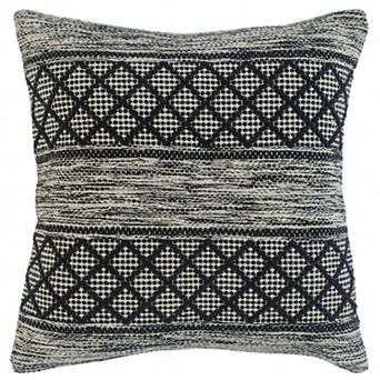 HomeRoots 20" X 20" Gray And Black 100% Cotton Geometric Zippered Pillow