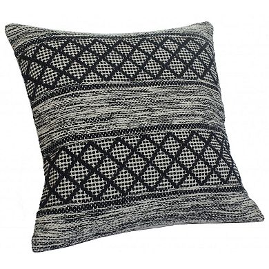 HomeRoots 20" X 20" Gray And Black 100% Cotton Geometric Zippered Pillow