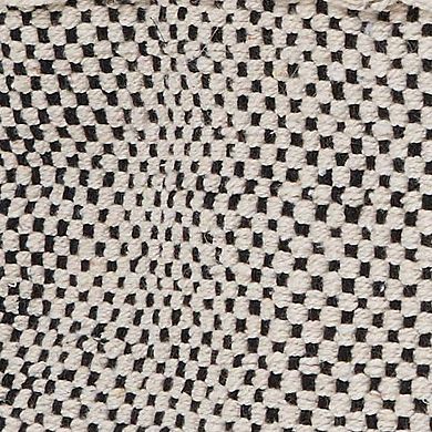 HomeRoots 20" Black And Natural Striped Cotton Throw Pillow with Tassels