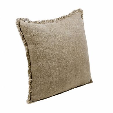 HomeRoots 20" X 20" Tan And Ivory Linen Zippered Pillow